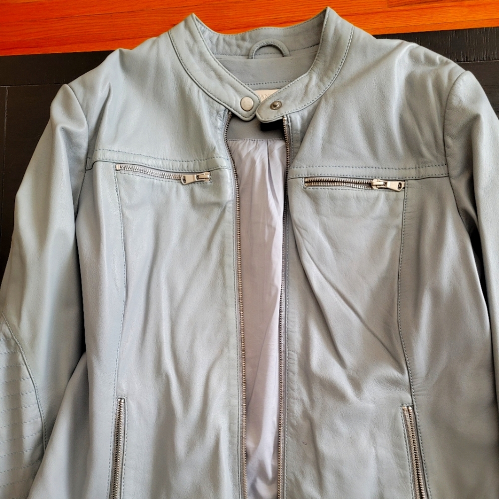 Danier light blue M leather jacket